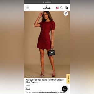 Always For You Red Wine puff Sleeve mini dress